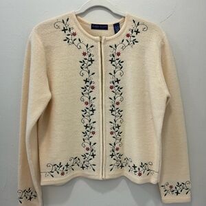 Karen Scott Petite 100 percent Wool Sweater Jacket with Full Length Zipper